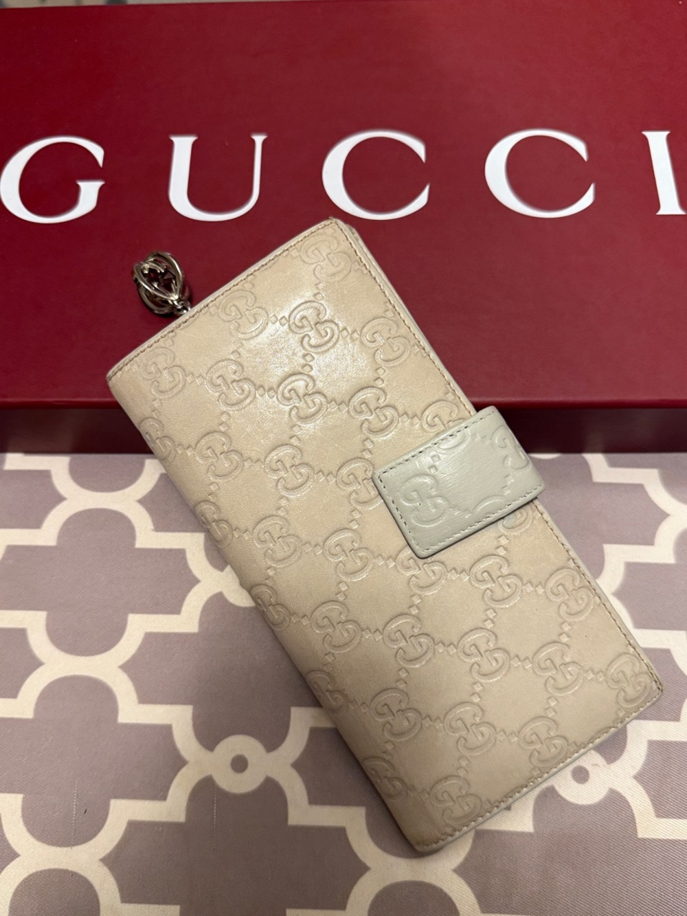 Gucci Embossed GG Continental Wallet in Cream - refurbished, authentic